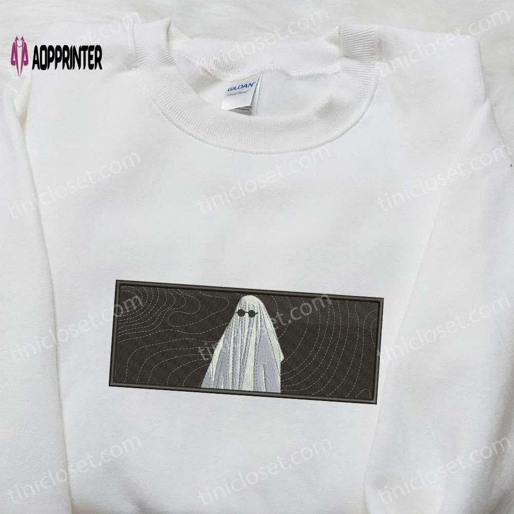 Ghost embroidered shirt: scary halloween gift for spooky season Embroidered Shirt