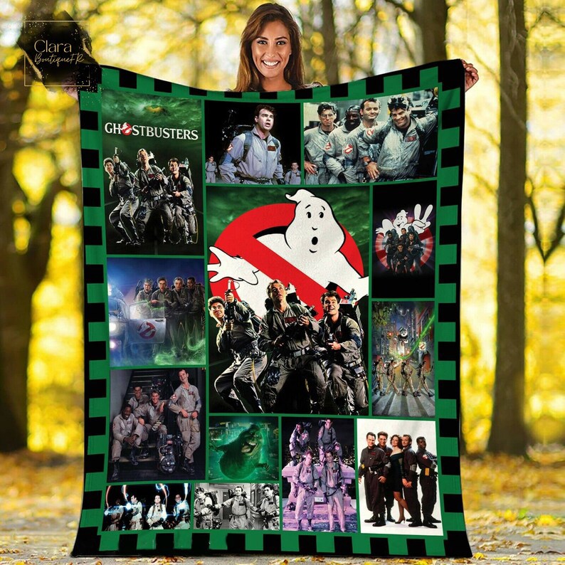 Ghostbuster movie fleece blanket, mink sherpa blanket, ghostbuster quilt, ghostbuster movie quilt, supernatural comedy film Quilt Blanket