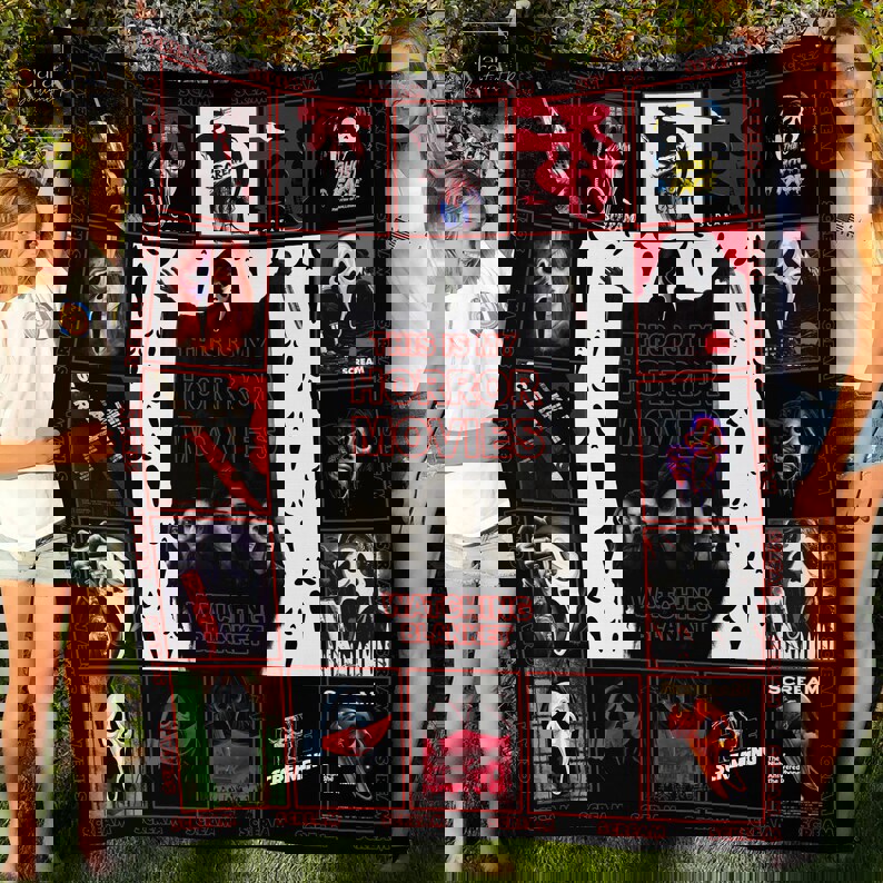 Ghostface scream this is my horror movie watching fleece blanket, mink sherpa blanket, horror characters blanket, ghostface blanket Quilt Blanket