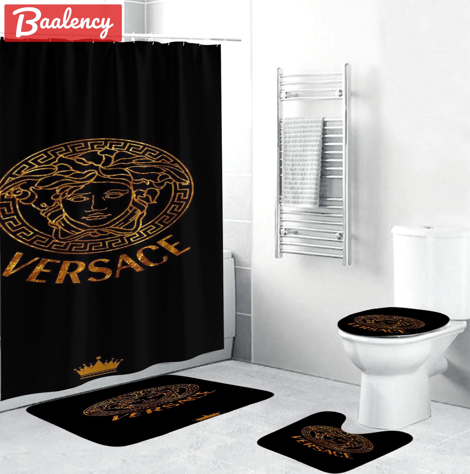 Gianni versace black luxury fashion brand home decor hypebeast bath mat bathroom sets Bathroom Set