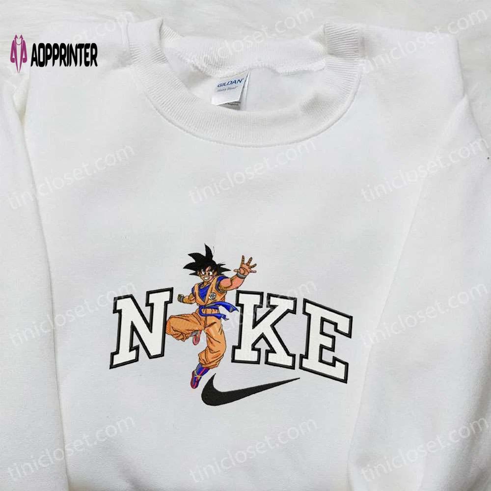 Goku x nike anime embroidered shirt: dragon ball sweatshirt nike inspired design Embroidered Shirt