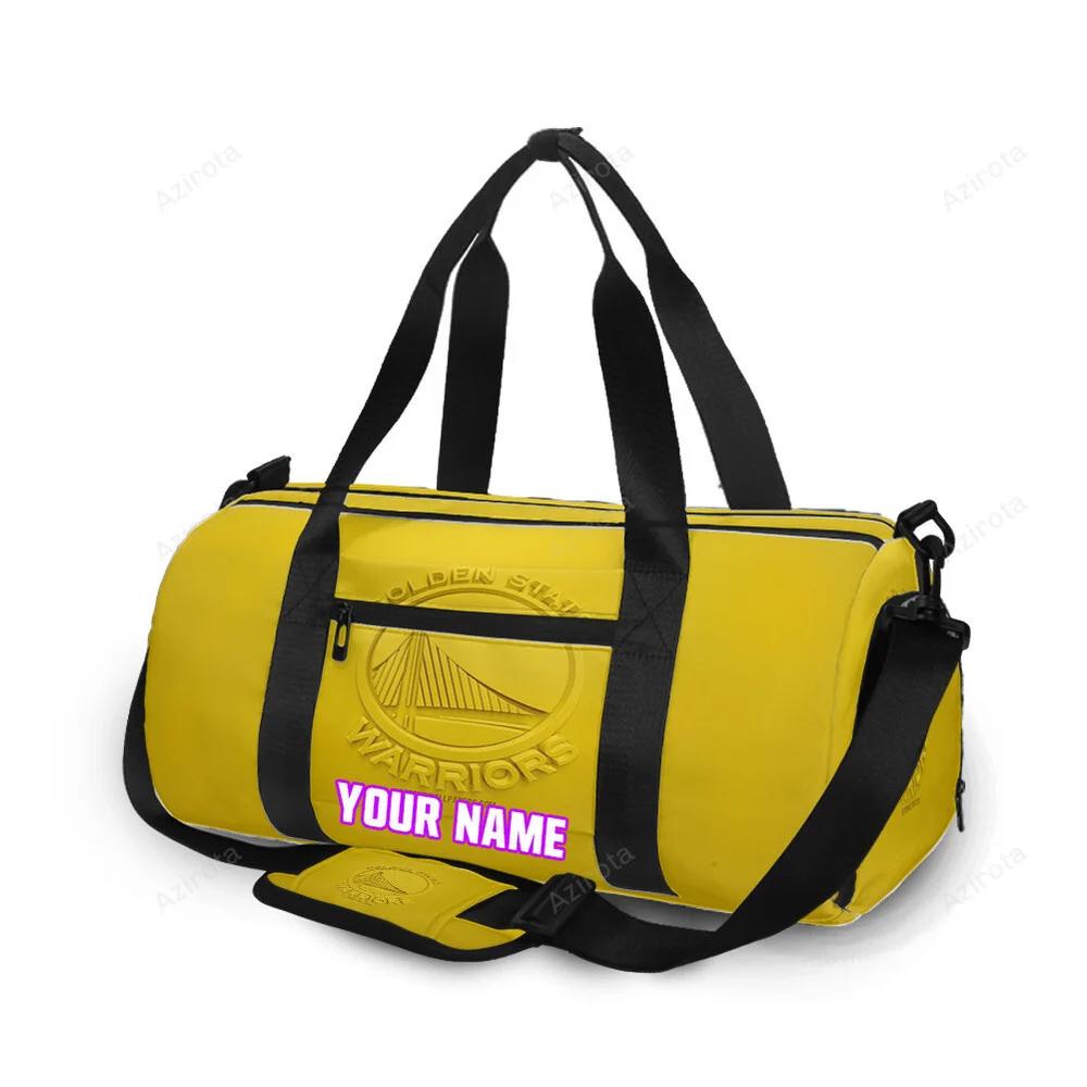 Golden state warriors emblem texture5 yellow personalized name travel bag gym bag 1820 Travel Bag