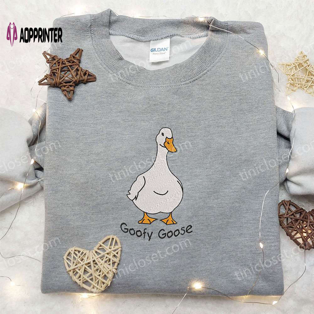 Goofy goose embroidered shirt: animal & funny design Embroidered Shirt
