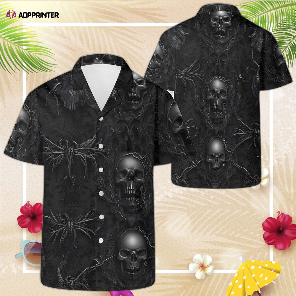Gothic skull hawaiian shirt, gift for men women horror aloha shirt Hawaii Shirt
