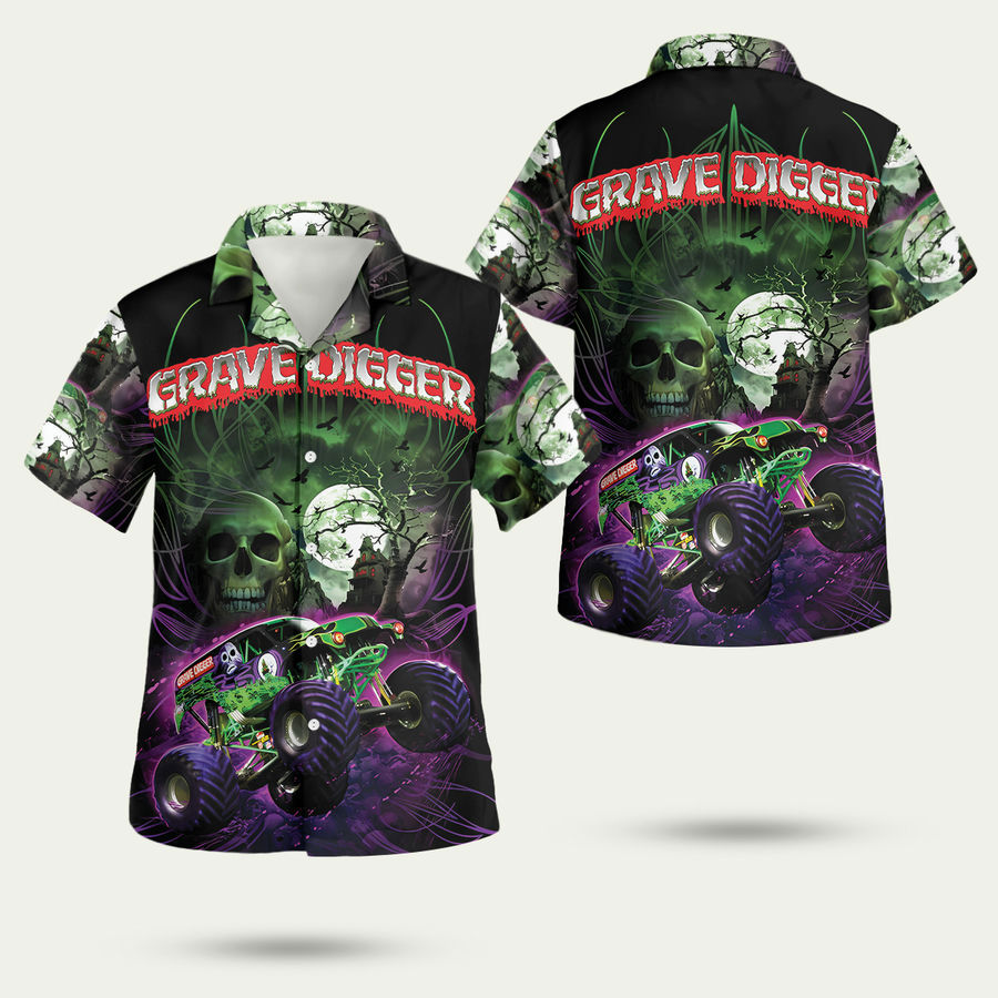 Grave digger house of horror hawaiian shirt Hawaii Shirt Shorts & Flip Flops