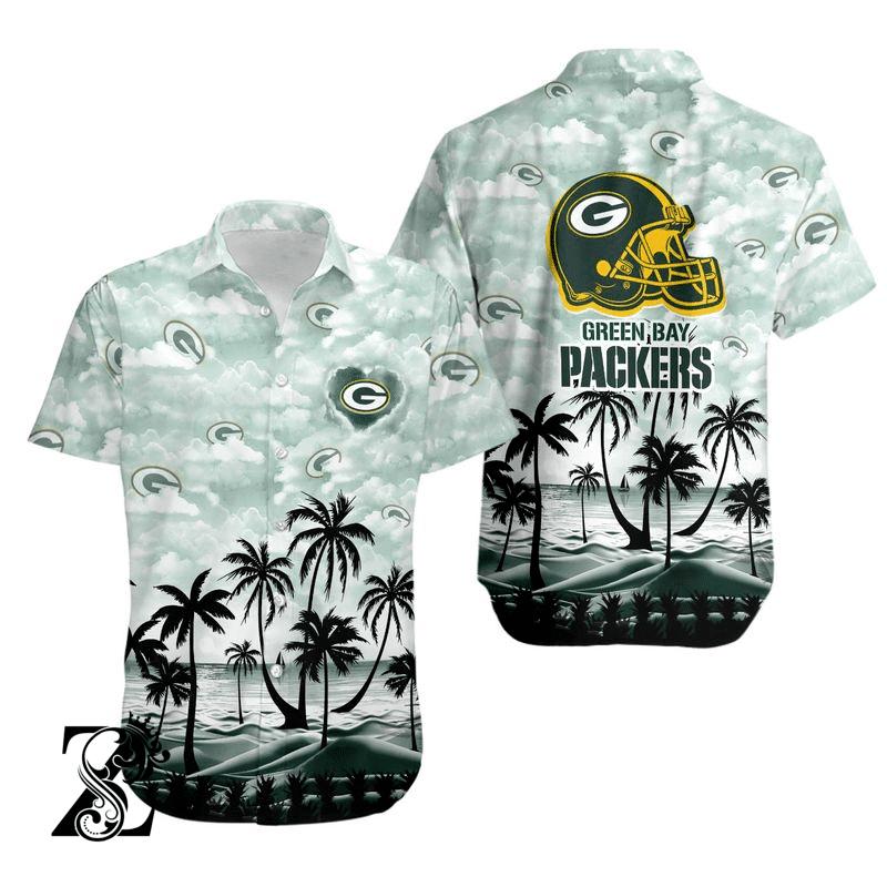 Green bay packers helmet tropical summer hawaiian shirt Hawaii Shirt Shorts & Flip Flops