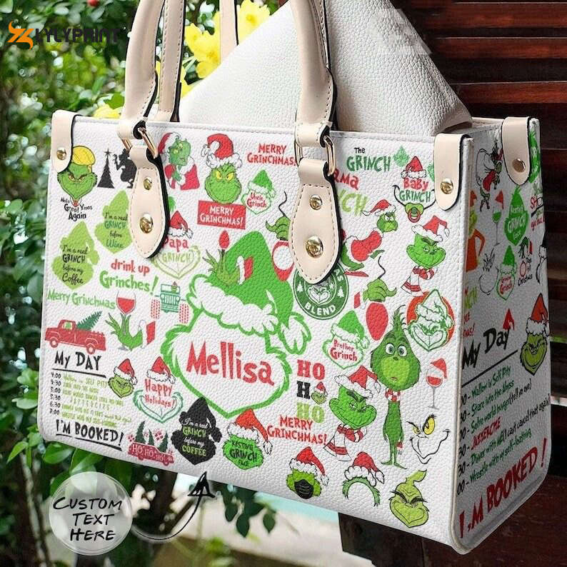 Grinch 12 leather handbag gift for women 4387 Women Leather Hand Bag
