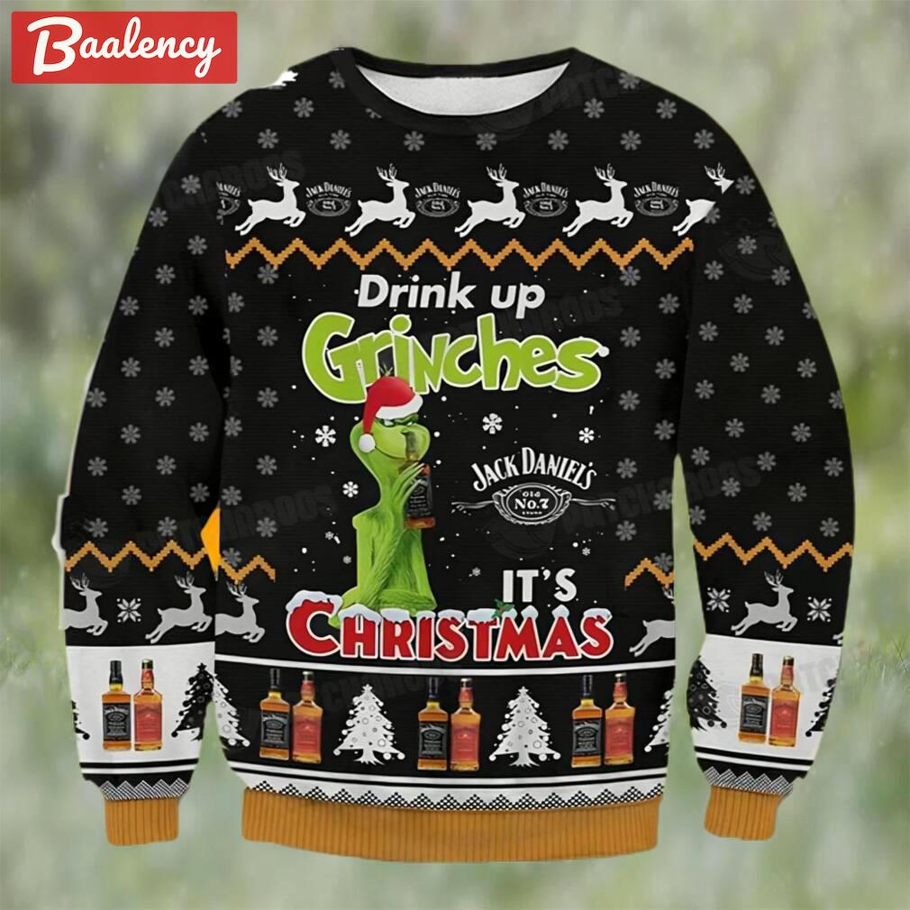 Grinch drink up ugly christmas sweater 3d funny gift Christmas Ugly Sweater