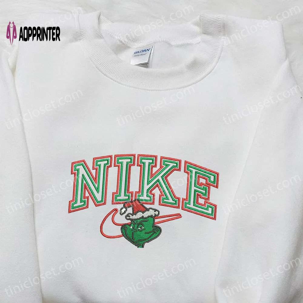 Grinch xmas x nike movie embroidered hoodie & shirt: best christmas gift ideas Embroidered Shirt
