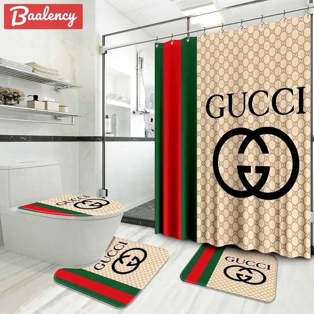 Gucci bathroom set luxury shower curtain waterproof luxury brand with logo gucci 25 168 Bathroom Set