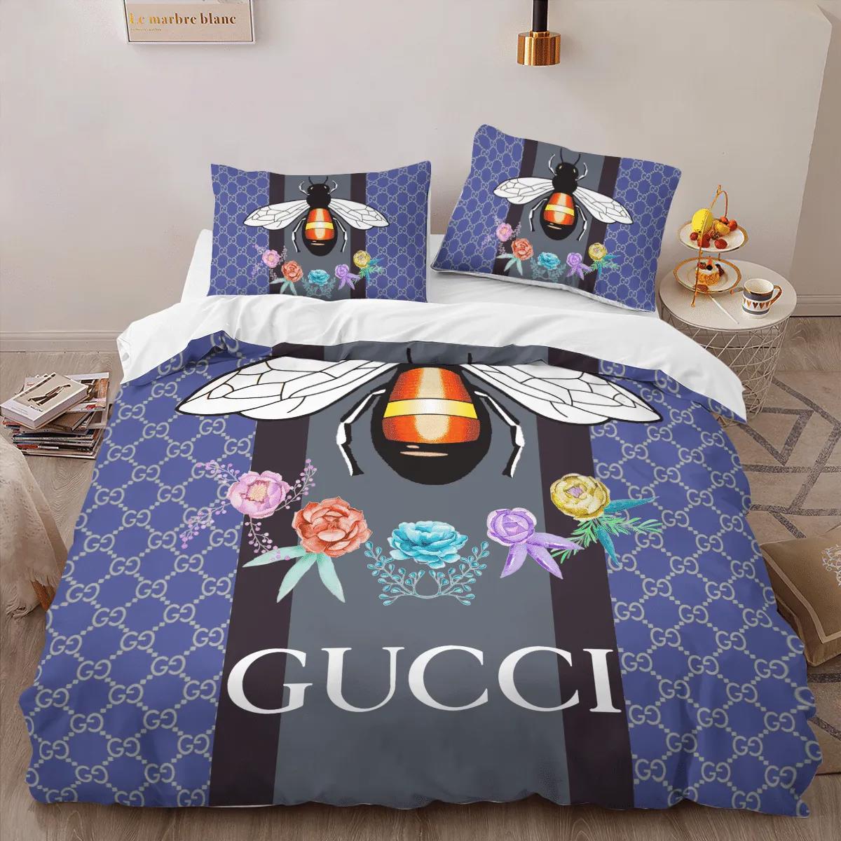 Gucci bee logo type 782 Bedding Sets duvet premium fashion brand bedspread hyperbeast Bedroom home decor blankets sheets covers bed linen luxury ideas bedclothes