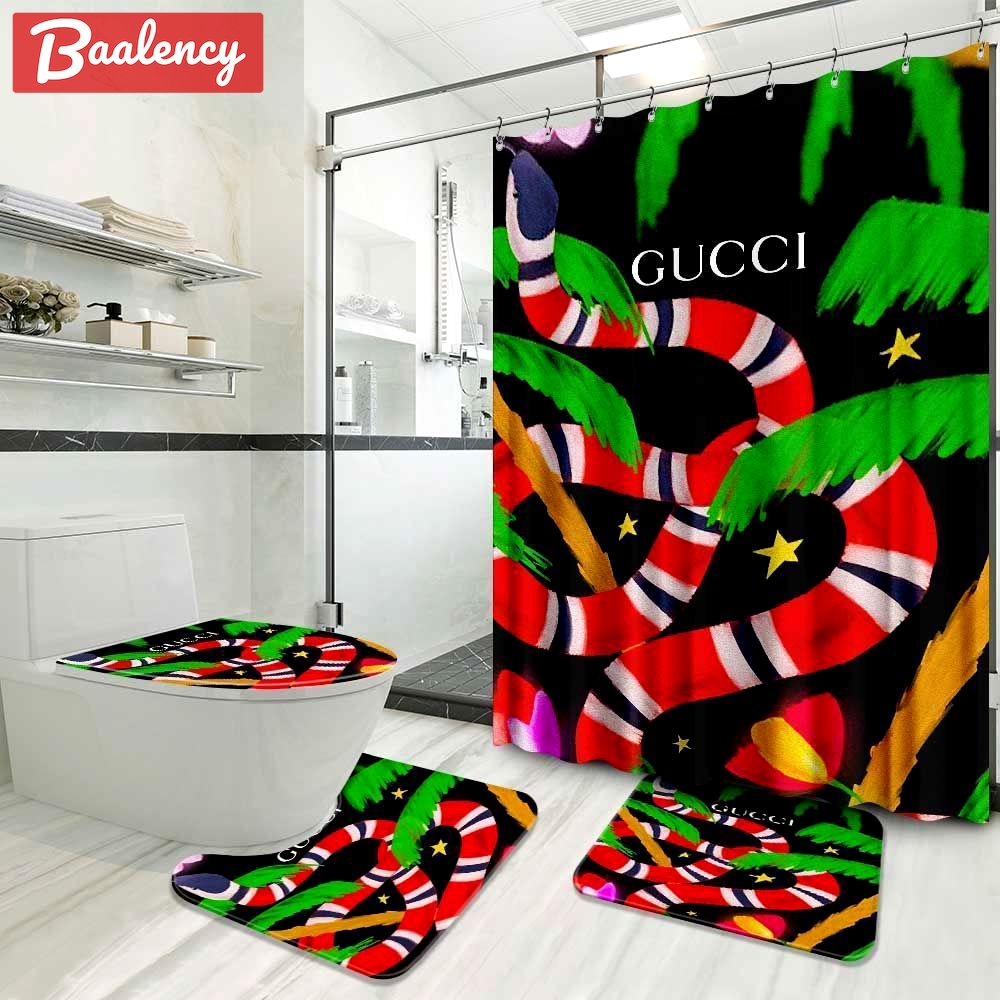 Gucci big snake bathroom set bath mat luxury fashion brand hypebeast home decor Bathroom Set