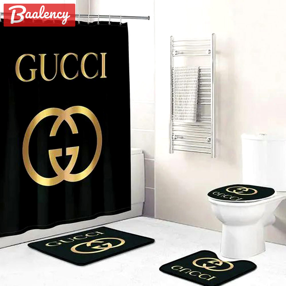 Gucci black home decor luxury fashion brand hypebeast bath mat bathroom sets Bathroom Set