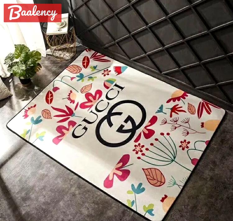 Gucci flower logo type 286. Upgrade Your Living Room with Luxury Home Decor: Area Carpets, Floor Decor, Door Mats, and Hot Gift Items with style a High-End Fashion Brand Rectangle Rug