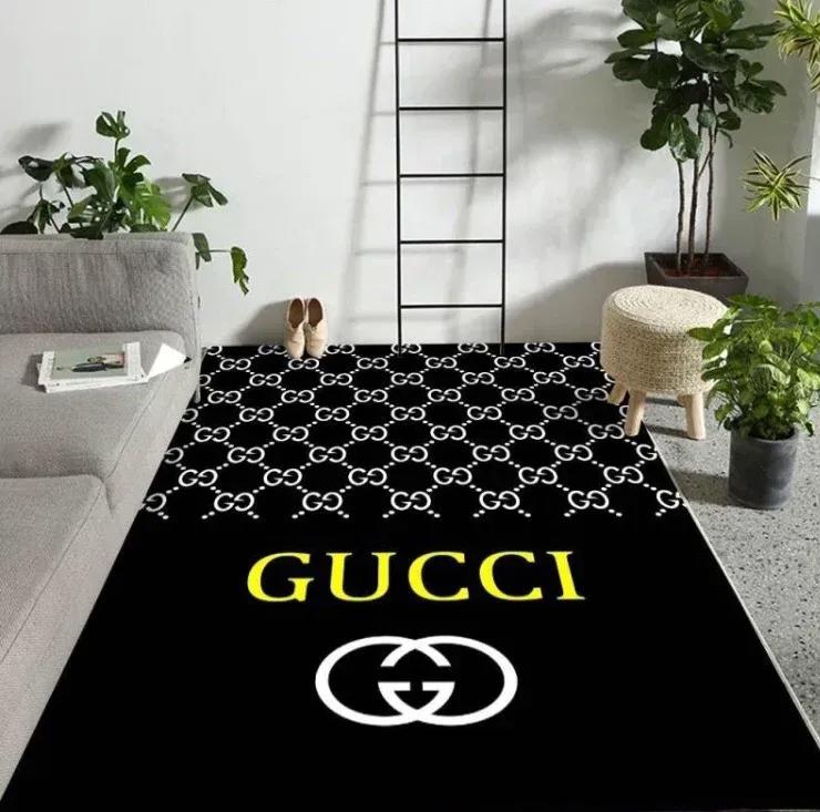 Gucci limited edition logo type 1056. Upgrade Your Living Room with Luxury Home Decor: Area Carpets, Floor Decor, Door Mats, and Hot Gift Items with style a High-End Fashion Brand Rectangle Rug