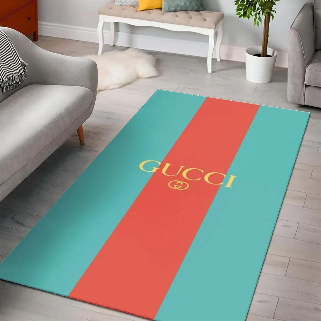 Gucci logo type 309. Upgrade Your Living Room with Luxury Home Decor: Area Carpets, Floor Decor, Door Mats, and Hot Gift Items with style a High-End Fashion Brand Rectangle Rug