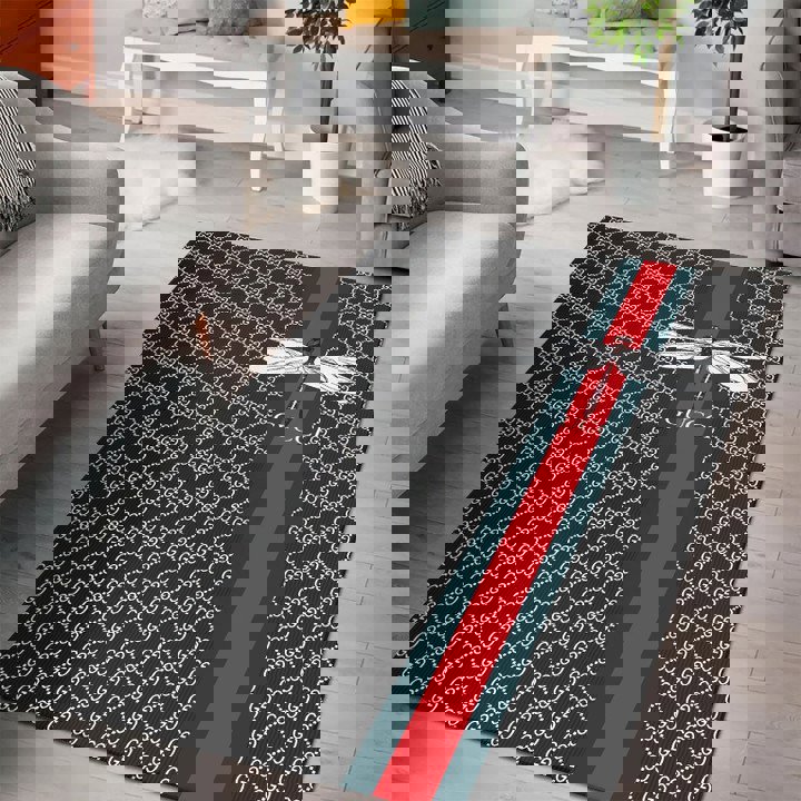 Gucci logo type 717. Upgrade Your Living Room with Luxury Home Decor: Area Carpets, Floor Decor, Door Mats, and Hot Gift Items with style a High-End Fashion Brand Rectangle Rug