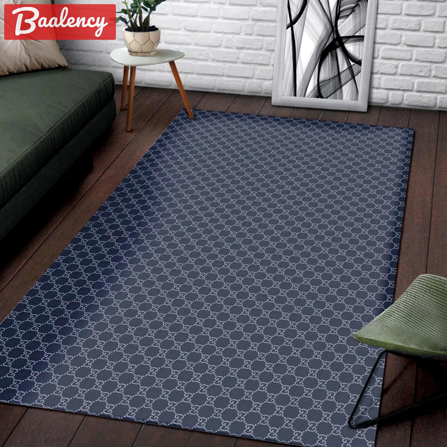 Gucci navy logo type 960. Upgrade Your Living Room with Luxury Home Decor: Area Carpets, Floor Decor, Door Mats, and Hot Gift Items with style a High-End Fashion Brand Rectangle Rug