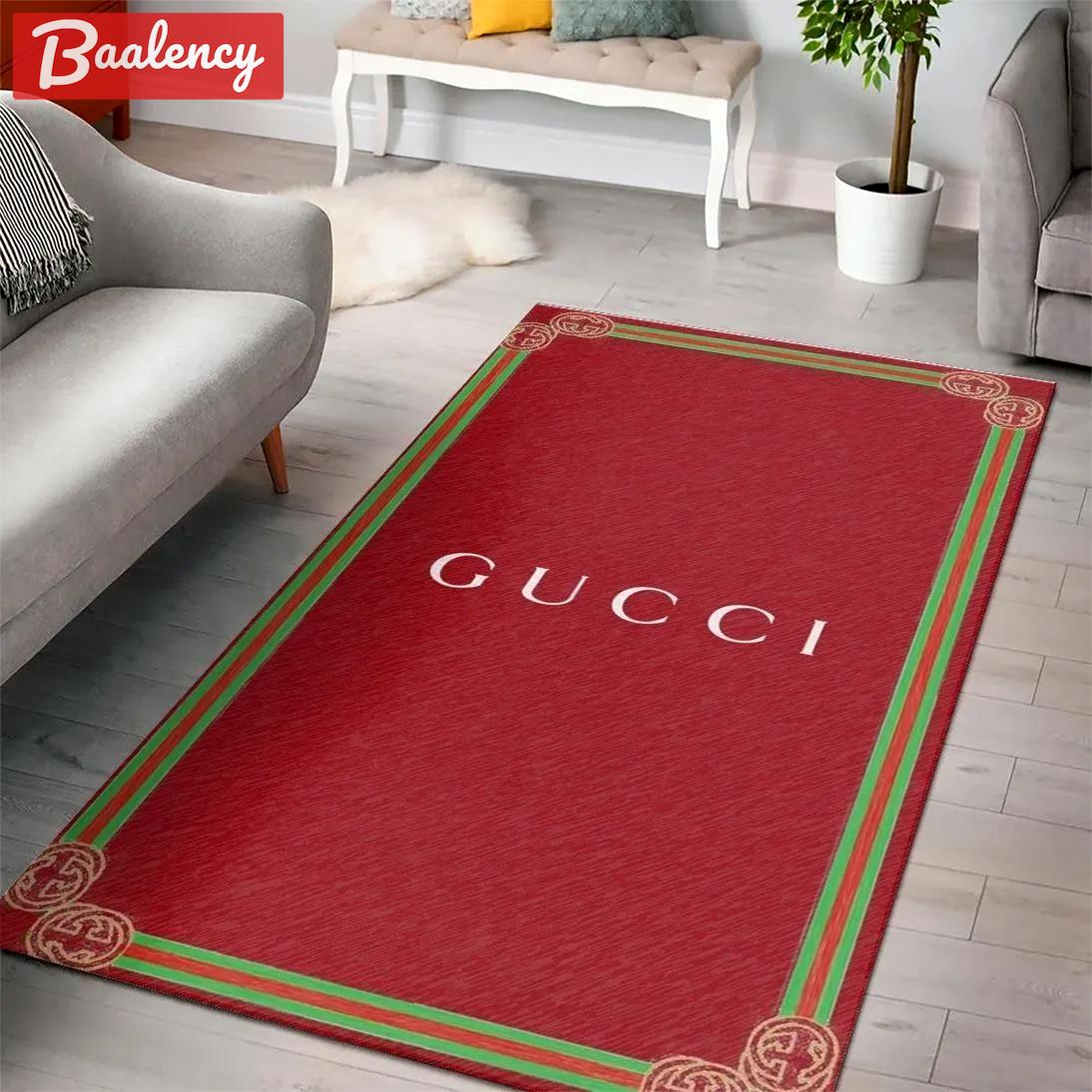 Gucci red logo type 952. Upgrade Your Living Room with Luxury Home Decor: Area Carpets, Floor Decor, Door Mats, and Hot Gift Items with style a High-End Fashion Brand Rectangle Rug