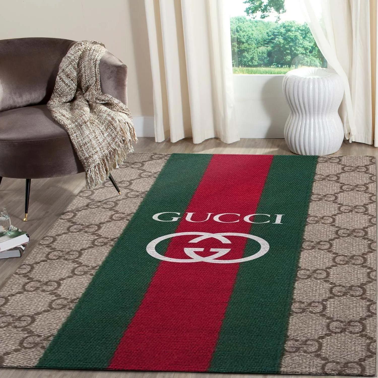 Gucci signature logo type 942. Upgrade Your Living Room with Luxury Home Decor: Area Carpets, Floor Decor, Door Mats, and Hot Gift Items with style a High-End Fashion Brand Rectangle Rug