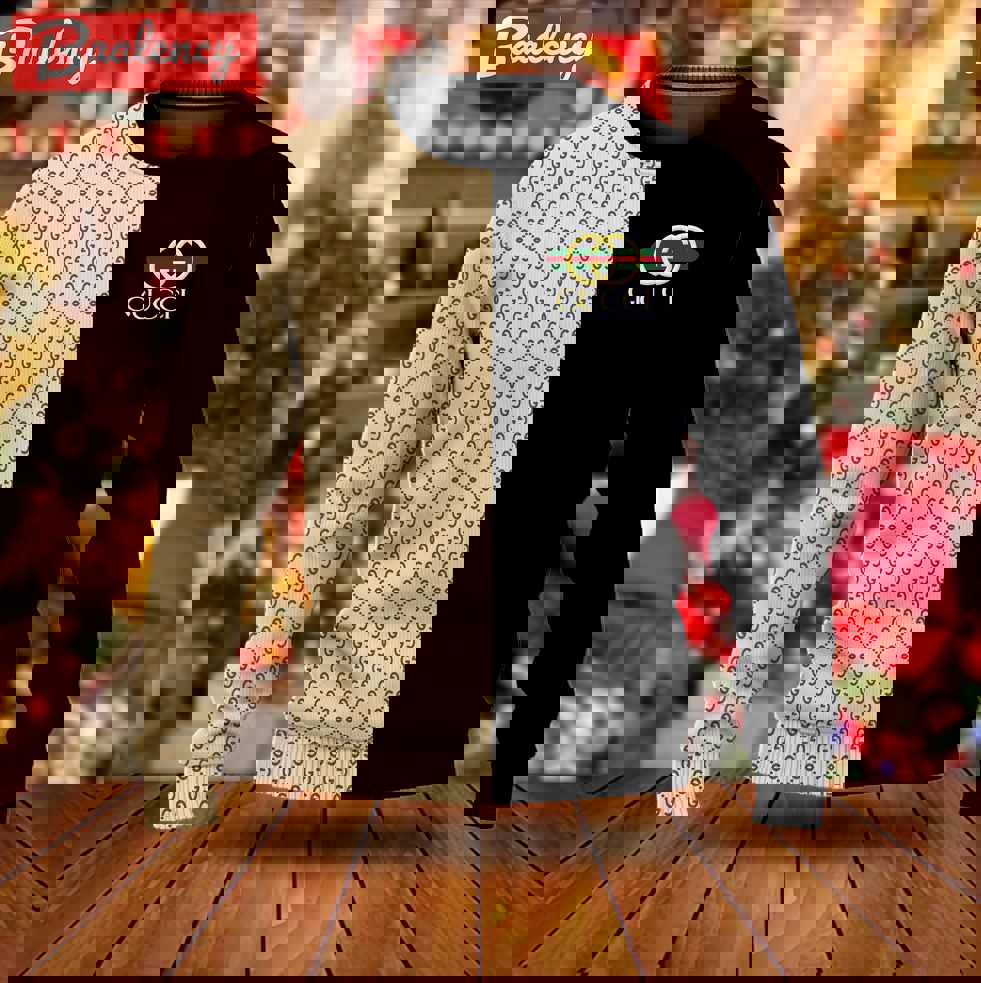 Gucci split luxury ugly christmas sweaterhot 2025 style 602 Christmas Ugly Sweater