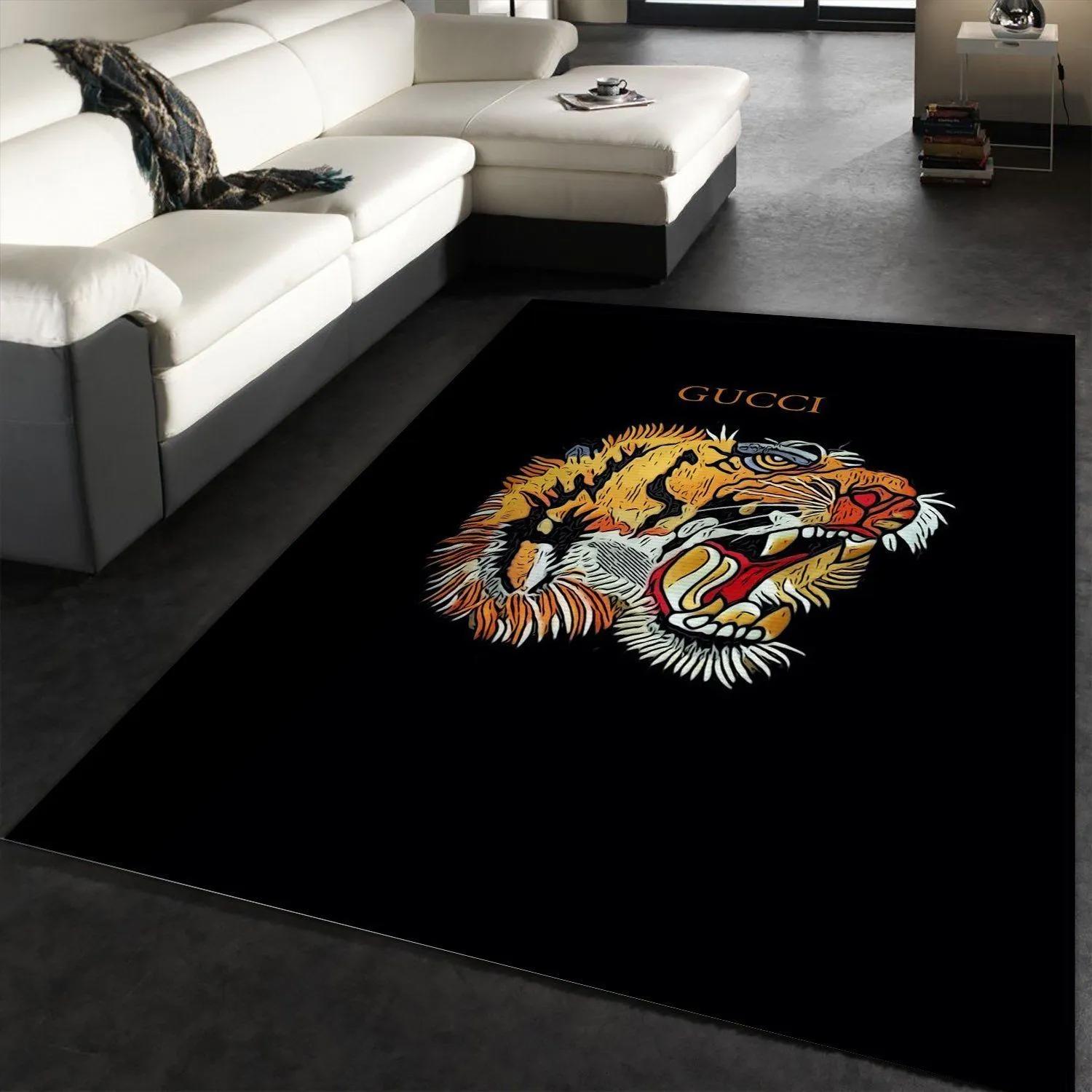 Gucci tiger logo type 903. Upgrade Your Living Room with Luxury Home Decor: Area Carpets, Floor Decor, Door Mats, and Hot Gift Items with style a High-End Fashion Brand Rectangle Rug