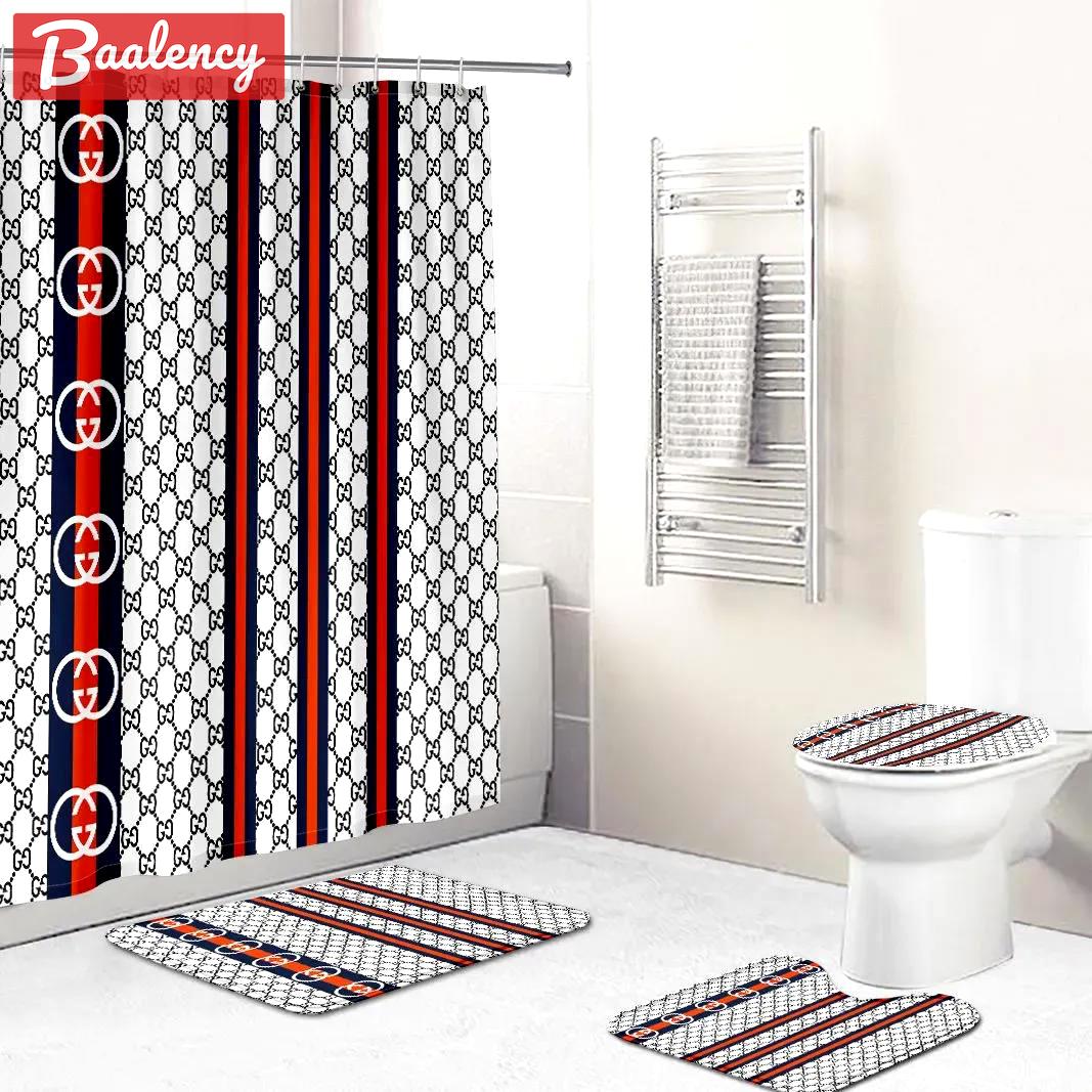 Gucci white black red full bathroom set hypebeast bath mat home decor luxury fashion brand Bathroom Set