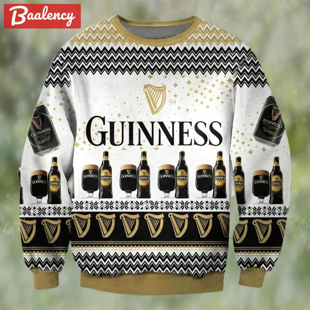 Guinness black beer ugly christmas sweater, faux wool sweater, gifts for beer lovers, international beer day, best christmas gifts for 2022 ? prinvity Christmas Ugly Sweater