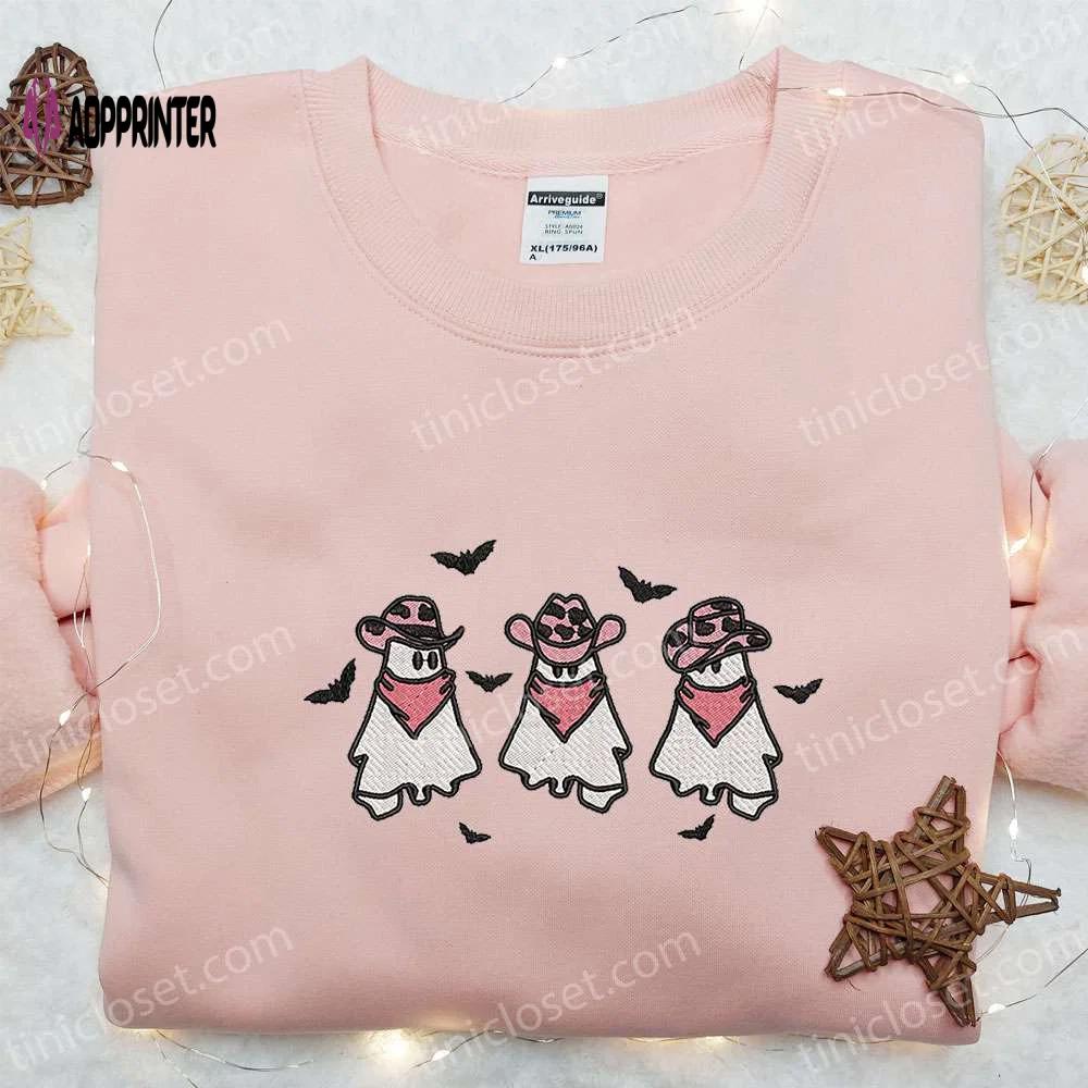 Halloween boo haw funny cowboy ghost shirt: cute sweatshirt & spirit t-shirt Embroidered Shirt