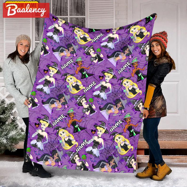 Halloween decorations custom name witch princess blanket, princess blanket, halloween witch, christmas gift, blanket with name anniversary gift snow white blanket Quilt Blanket