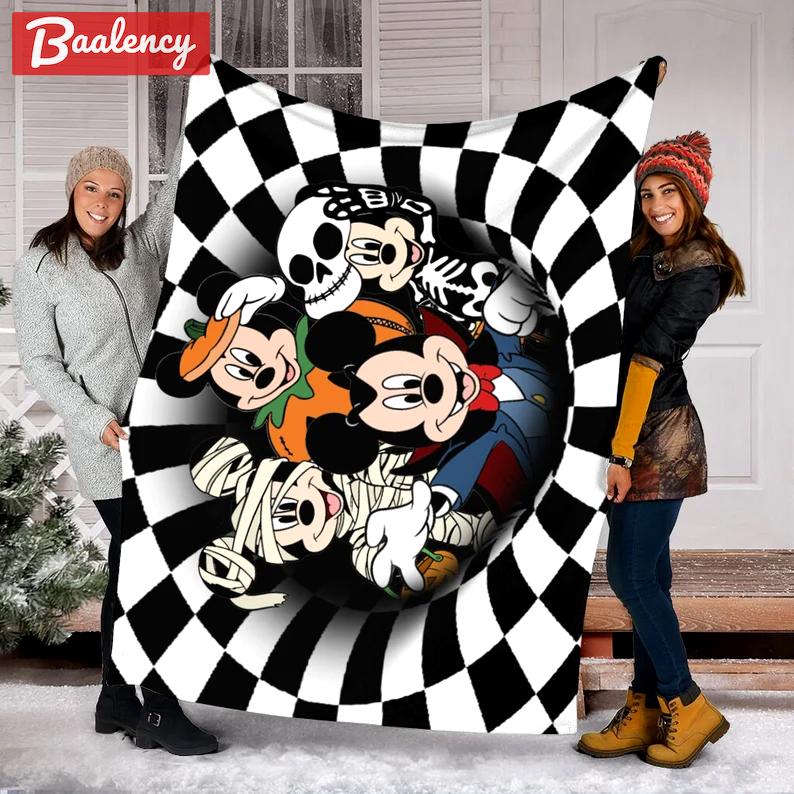 Halloween decorations halloween mickey mummy blanket, skeleton mickey blanket, pumpkin halloween blanket, halloween mickey fleece blanket minnie halloween blanket Quilt Blanket