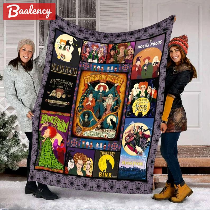 Halloween decorations hocus pocus fleece blanket, sanderson sister blanket, hocus pocus squad blanket, halloween movie blanket, halloween gifts Quilt Blanket