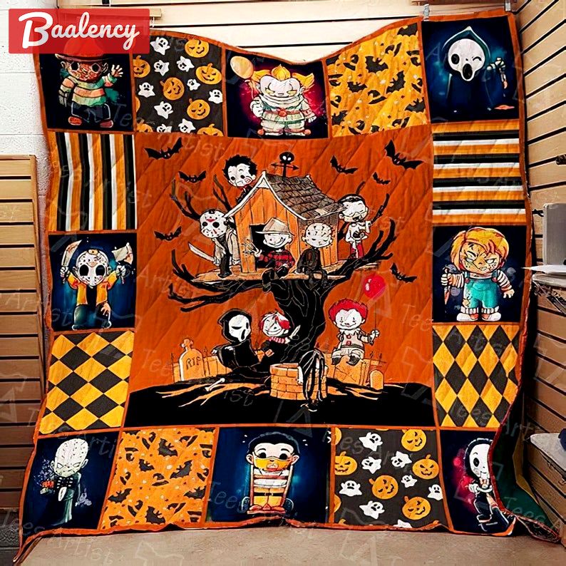 Halloween decorations horror halloween characters cartoon fan gift idea quilt blanket Quilt Blanket