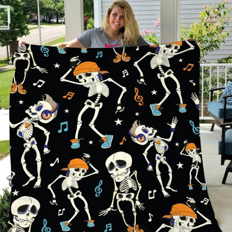 Halloween decorations skeleton dancing halloween gift fleece blanket – quilt blanket fleece blanket, blanket sofa bed, 3d blanket Quilt Blanket