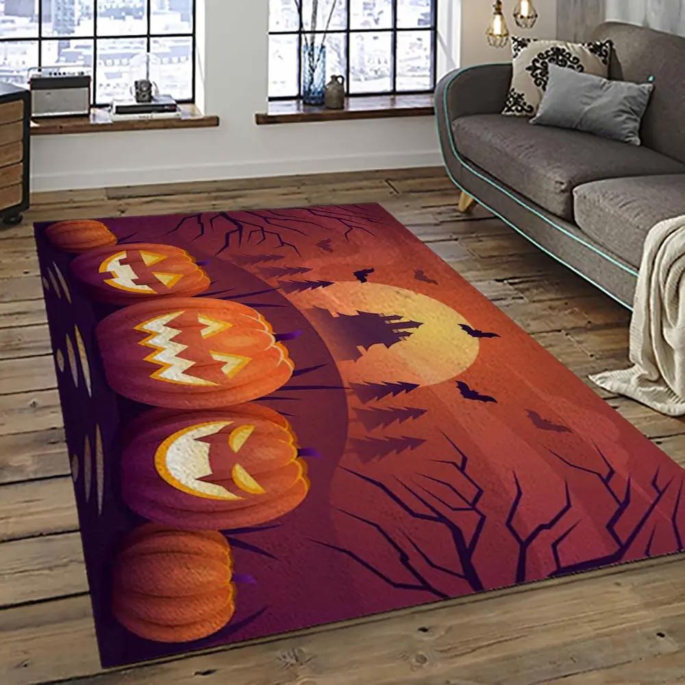 Halloween style pumpkin autumn retangle carpet area rug home decor halloween gift hal86 Rectangle Rug