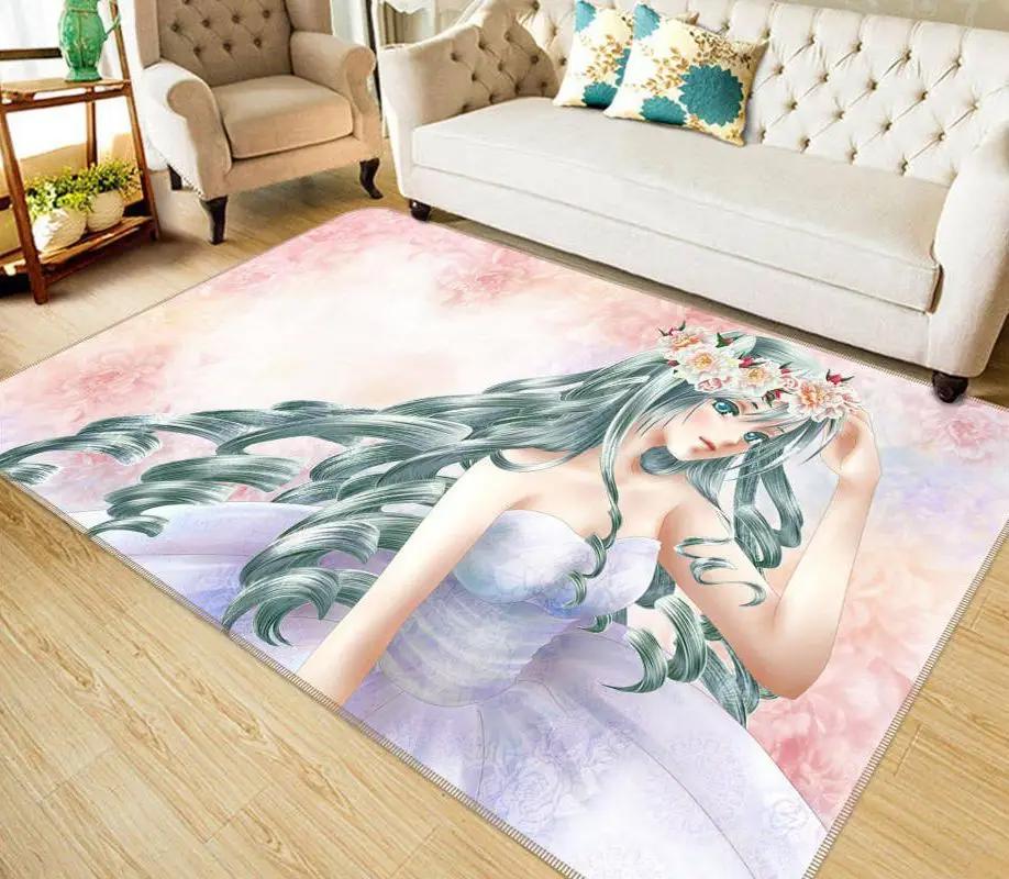 Hatsune miku anime 21 area rug living room and bed room rug rug regtangle carpet floor decor home decor Rectangle Rug