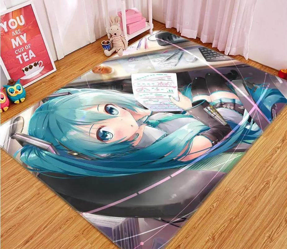 Hatsune miku anime 82 area rug living room and bed room rug rug regtangle carpet floor decor home decor Rectangle Rug