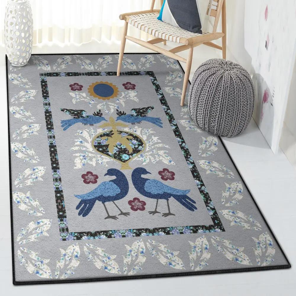 Helianthus kitchen rugs, bird and sunflower rug Rectangle Rug
