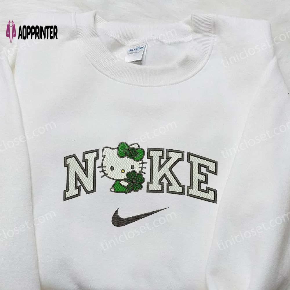Hello kitty four-leaf clover x nike embroidered shirt – cute nike inspired logo gift for daughter Embroidered Shirt