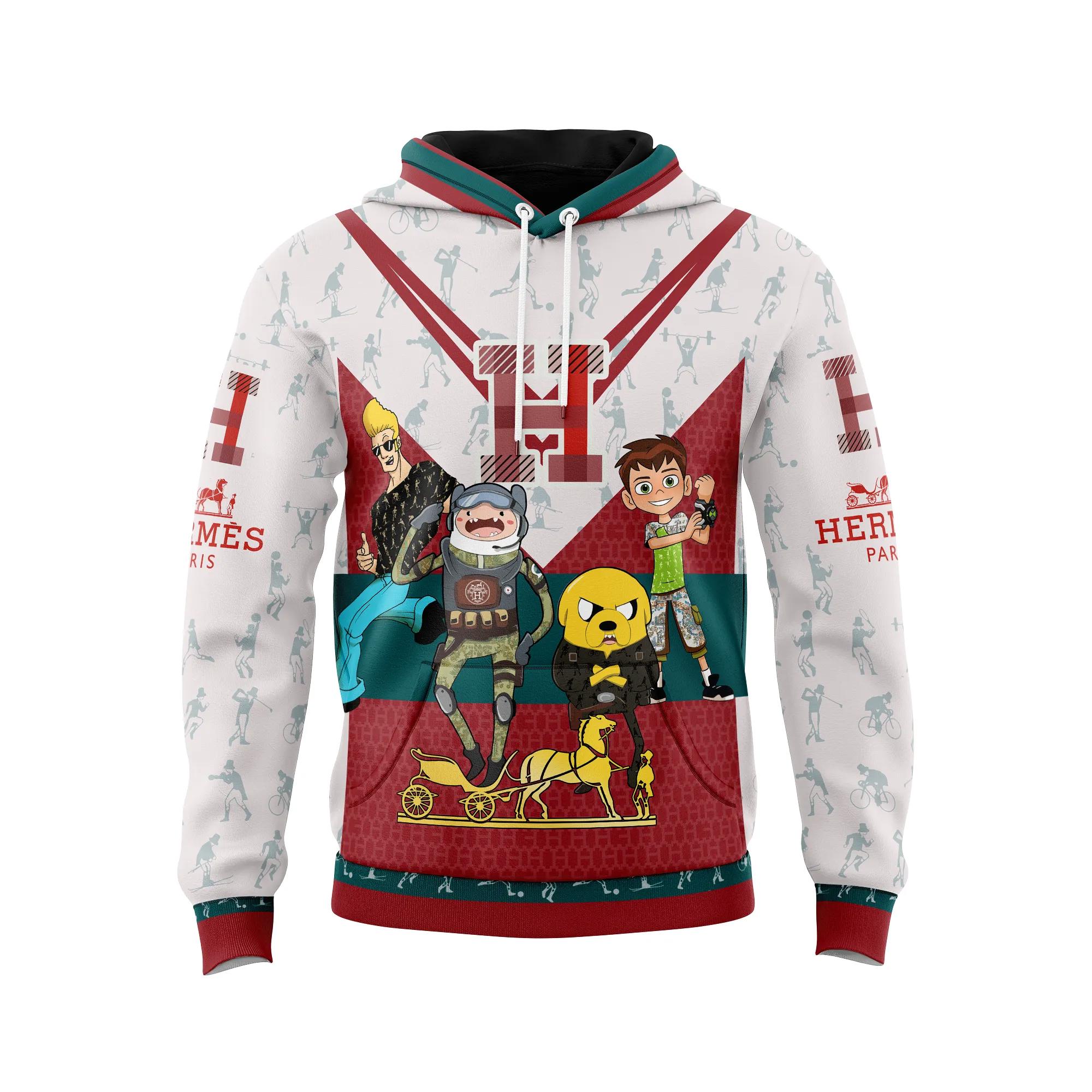Hermes cartoon unisex hoodie outfit for men women luxury brand clothing special gift Hoodie 3D