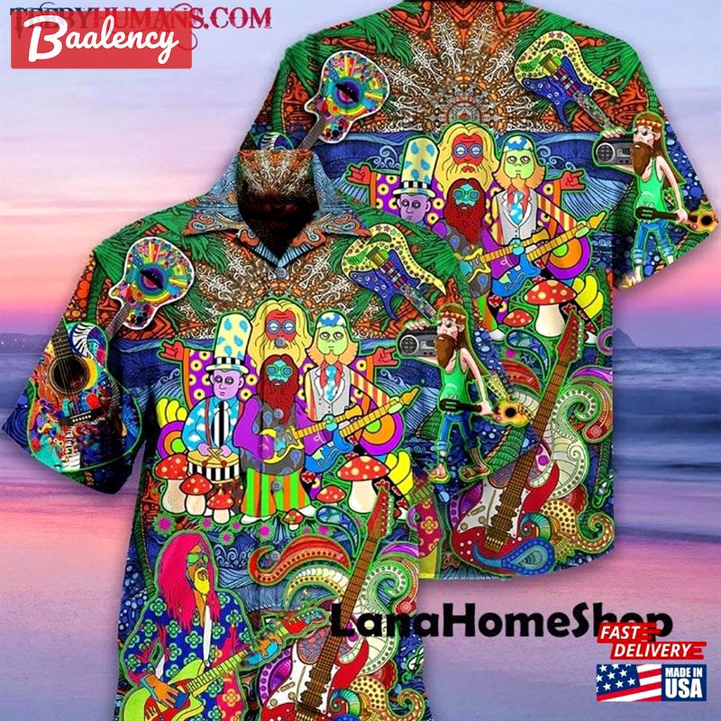 Hippie music electric guitar peace life hawaiian shirt Hawaii Shirt Shorts & Flip Flops