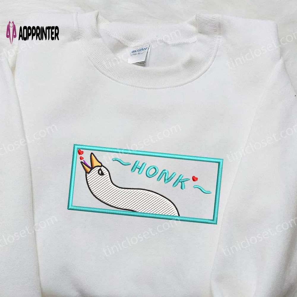 Honk love heart silly goose embroidered shirt – animal & cute design for maximum style Embroidered Shirt