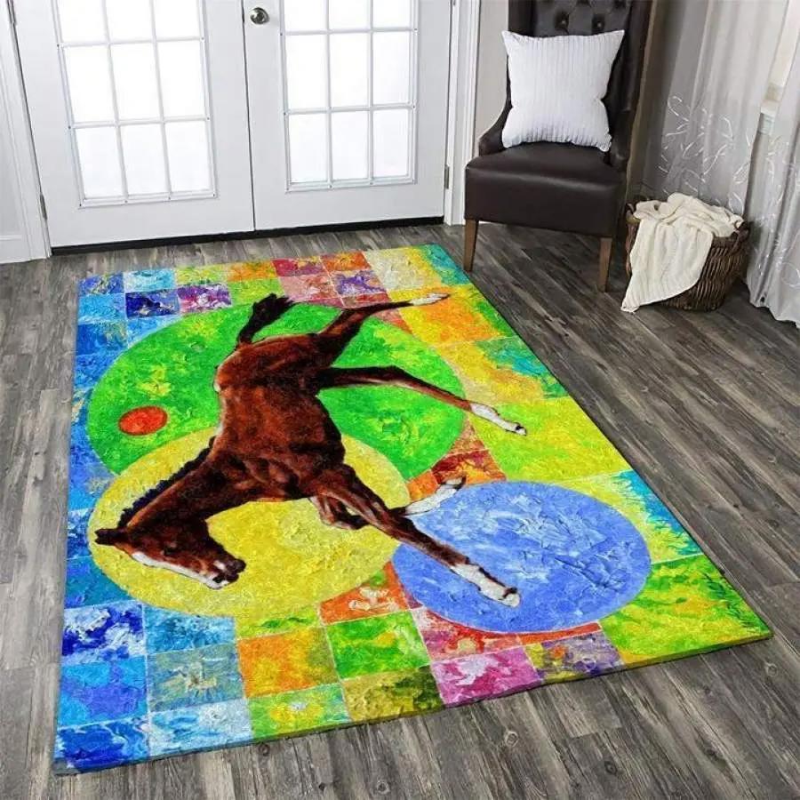 Horse hook area rug living room rug home decor Rectangle Rug