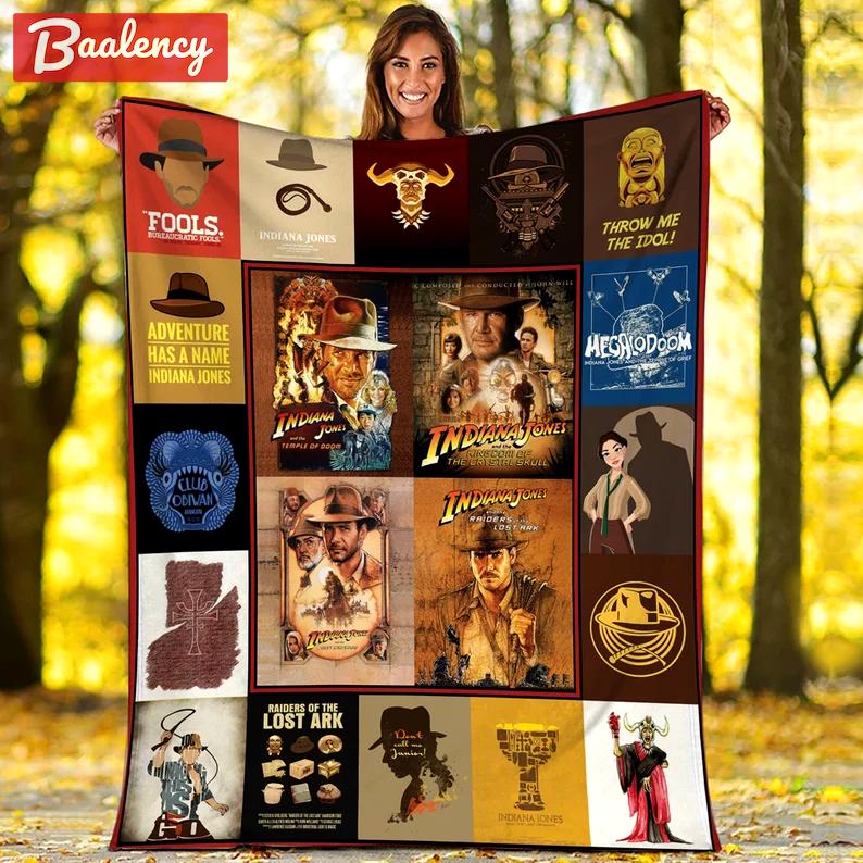 Indiana jones fleece blanket, indiana jones blanket, indiana jones fan gifts, birthday gifts, christmas gifts Quilt Blanket