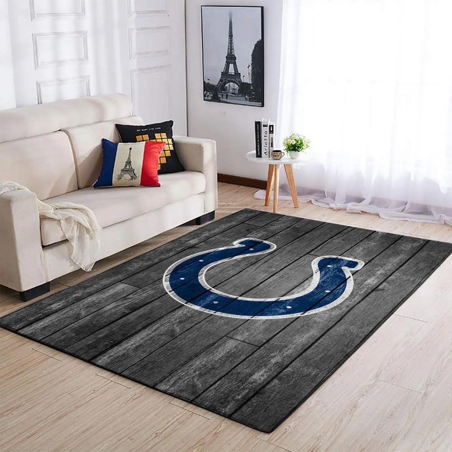 Indianapolis colts nfl grey area rugs wooden living room rug regtangle carpet Rectangle Rug