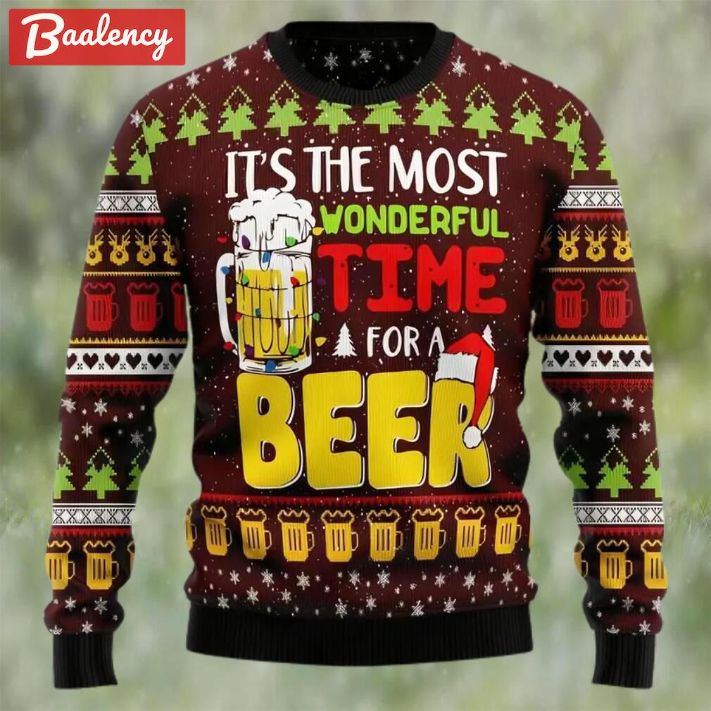 It?s the most wonderful time for a beer ugly christmas sweater, faux wool sweater, international beer day, gifts for beer lovers, best christmas gifts for 2022 Christmas Ugly Sweater