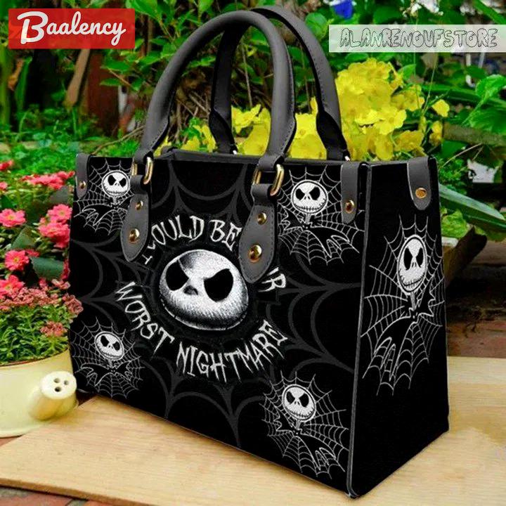 Jack skellington leather handbag gift for women 496 Women Leather Hand Bag