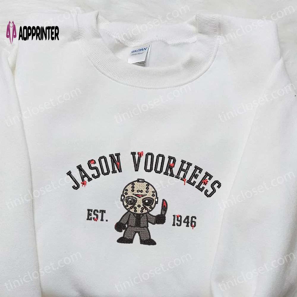 Jason voorhees est 1946 embroidered hoodie: horror characters sweatshirt perfect halloween gift Embroidered Shirt
