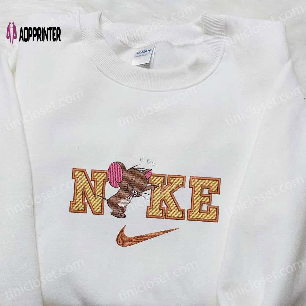 Jerry heart x nike cartoon embroidered shirt: tom and jerry inspired nike shirt Embroidered Shirt