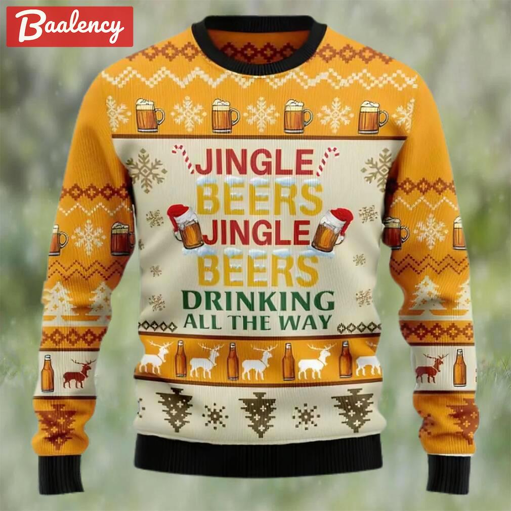 Jingle beers drinking all the way ugly christmas sweater, faux wool sweater, international beer day, gifts for beer lovers, best christmas gifts for 2022 ? prinvity Christmas Ugly Sweater